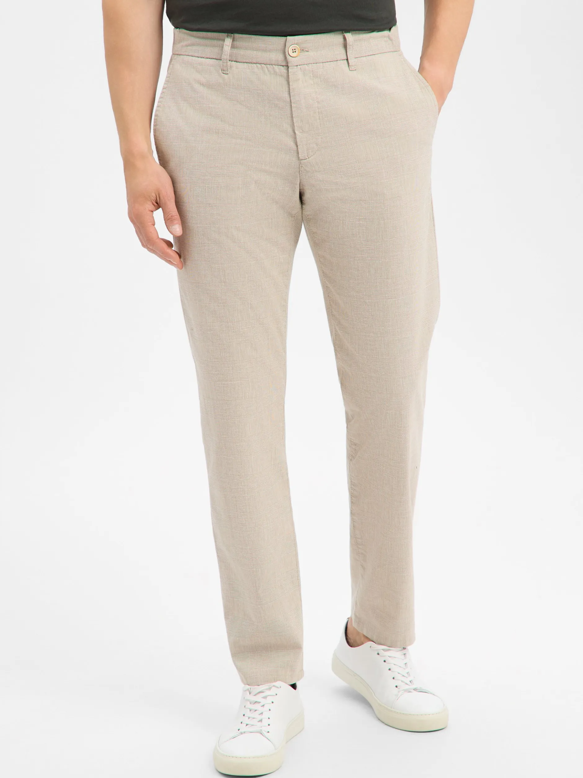 Alberto Herren Chino mit Leinen-Anteil - Lou in beige ecru