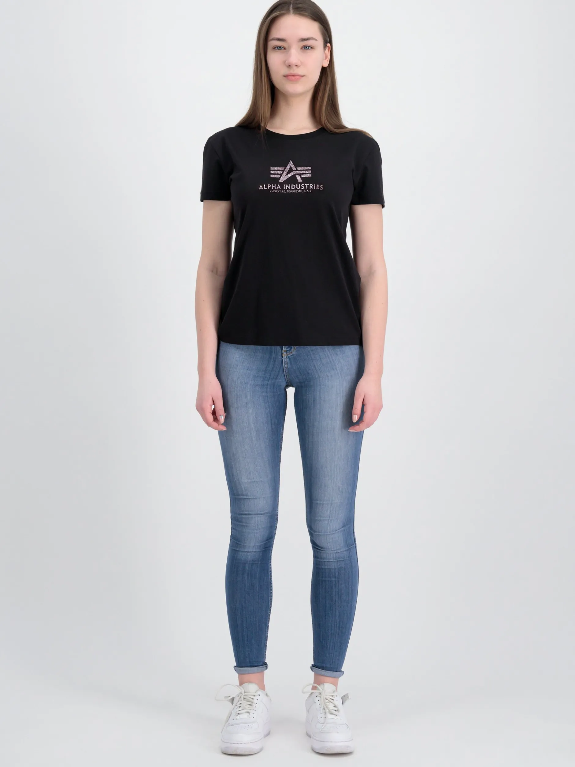 Alpha Industries Damen T-Shirt in schwarz