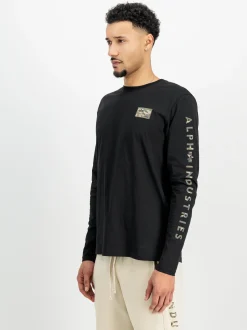 Alpha Industries Herren Langarmshirt in schwarz