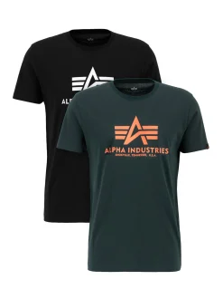Alpha Industries Herren T-Shirts im 2er-Pack in tanne schwarz