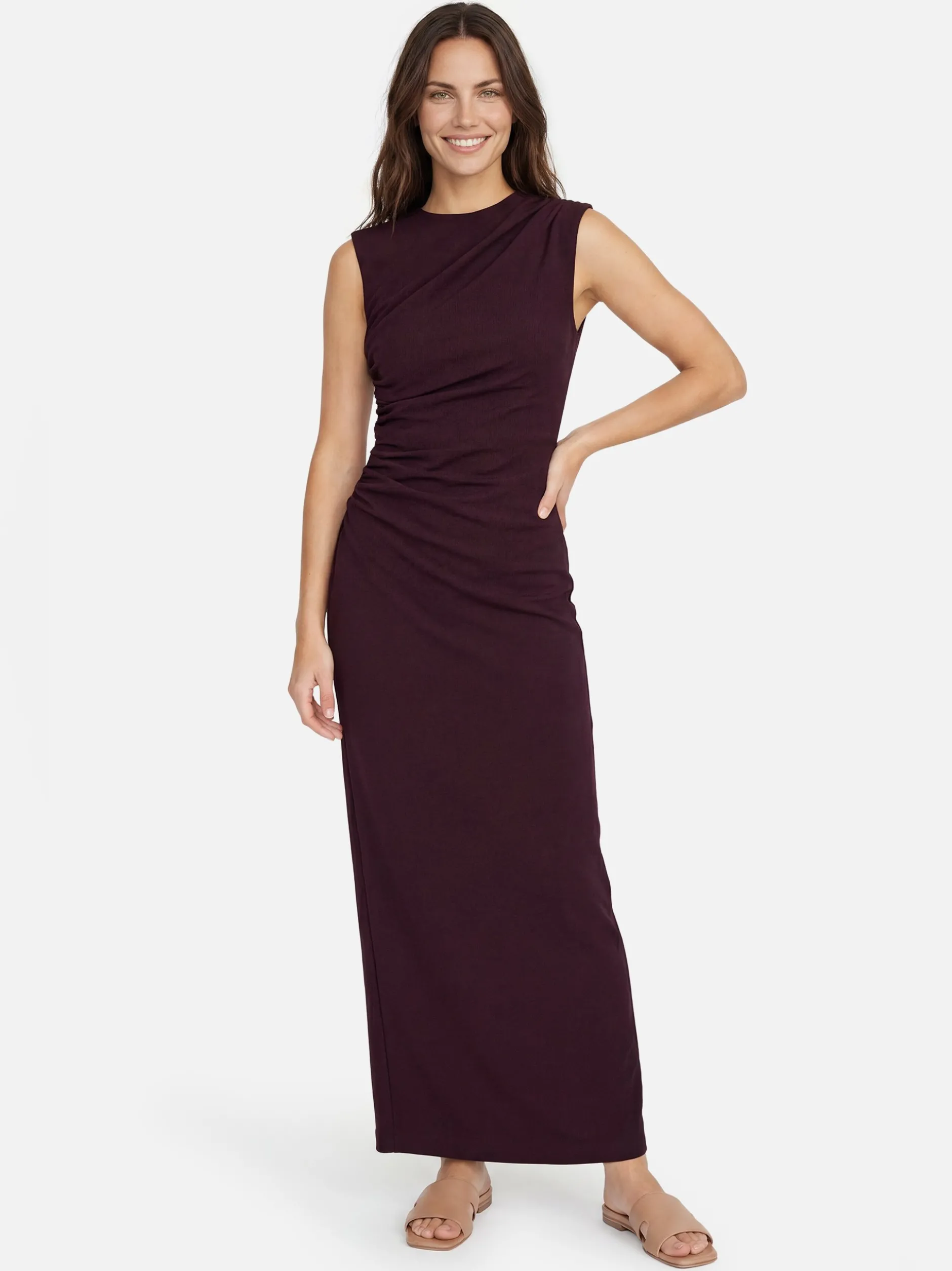 Ambiance Damen Abendkleid in aubergine - Ärmel: ohne Arm