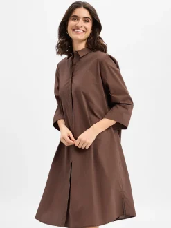 Ambiance Damen Blusenkleid in schoko - Ärmel: 3/4 Arm
