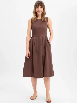 Ambiance Damen Kleid mit Leinen-Anteil in camel