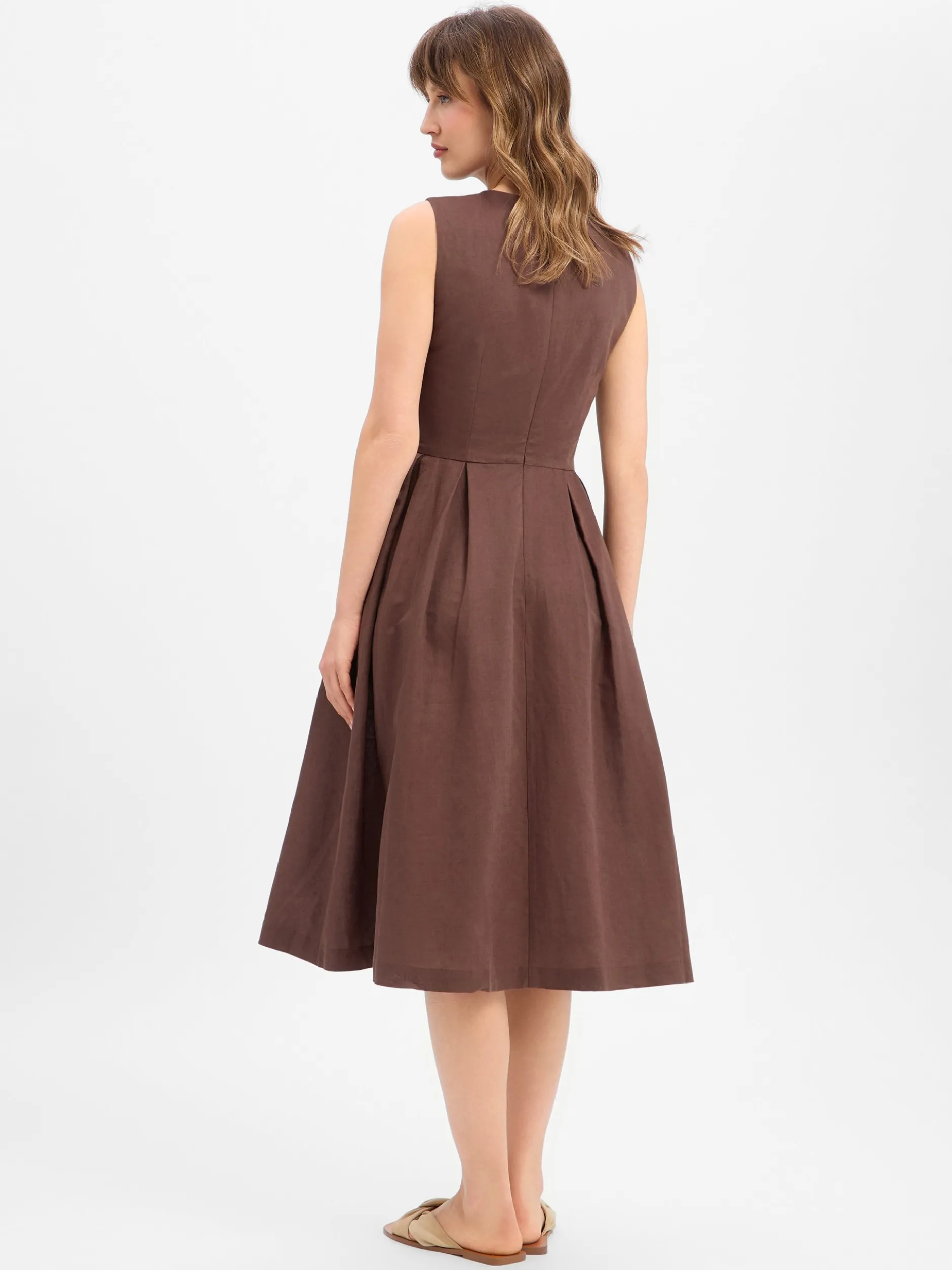 Ambiance Damen Kleid mit Leinen-Anteil in camel