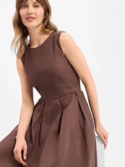 Ambiance Damen Kleid mit Leinen-Anteil in camel