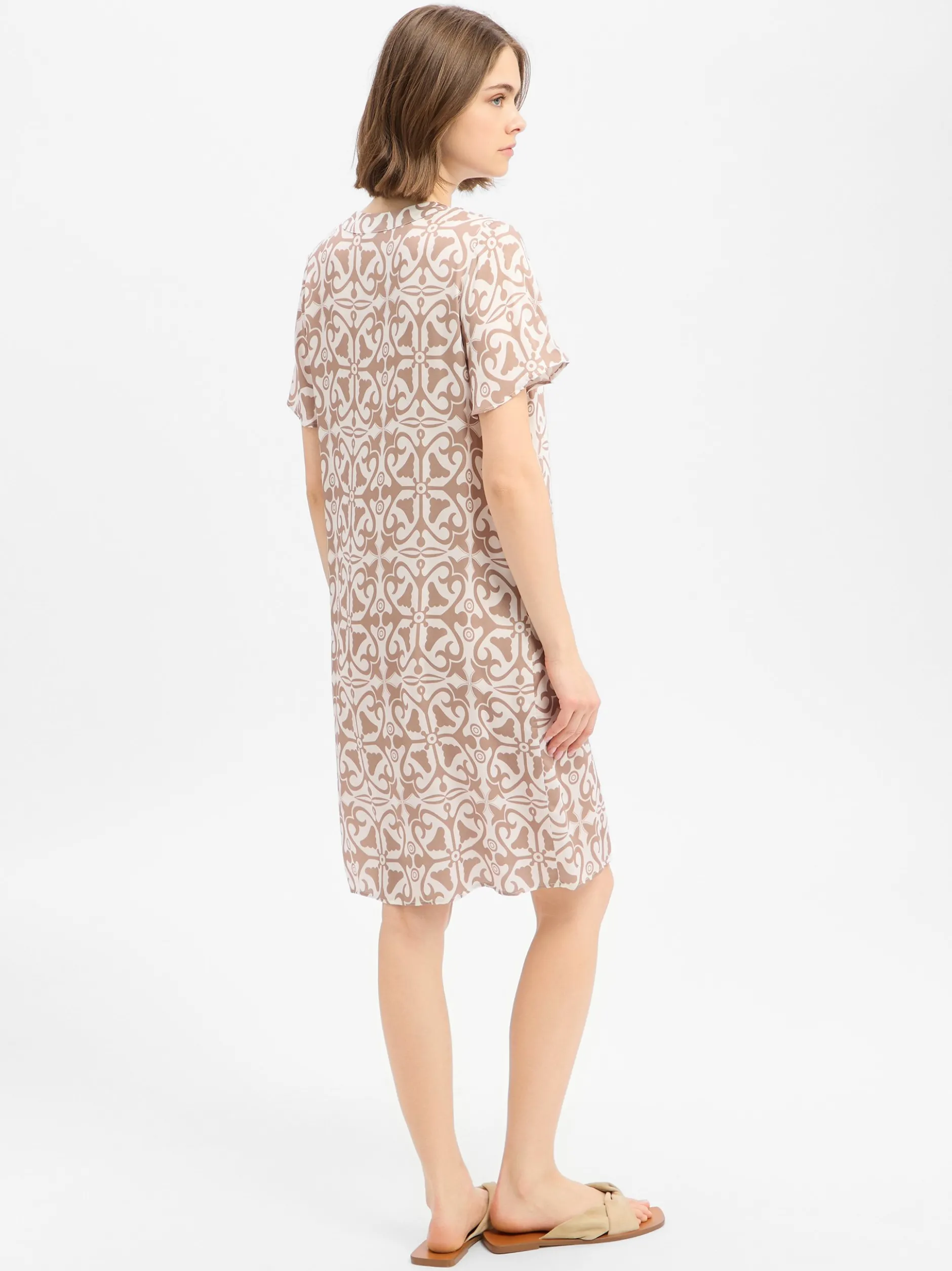 Ambiance Damen Midikleid in ecru taupe - Ärmel: kurzarm