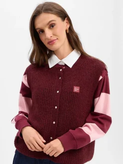 american vintage Damen Strickweste - East19M in aubergine