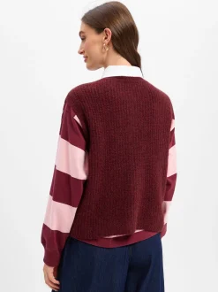 american vintage Damen Strickweste - East19M in aubergine