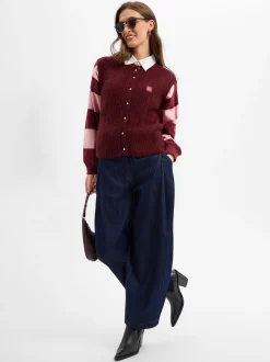american vintage Damen Strickweste - East19M in aubergine