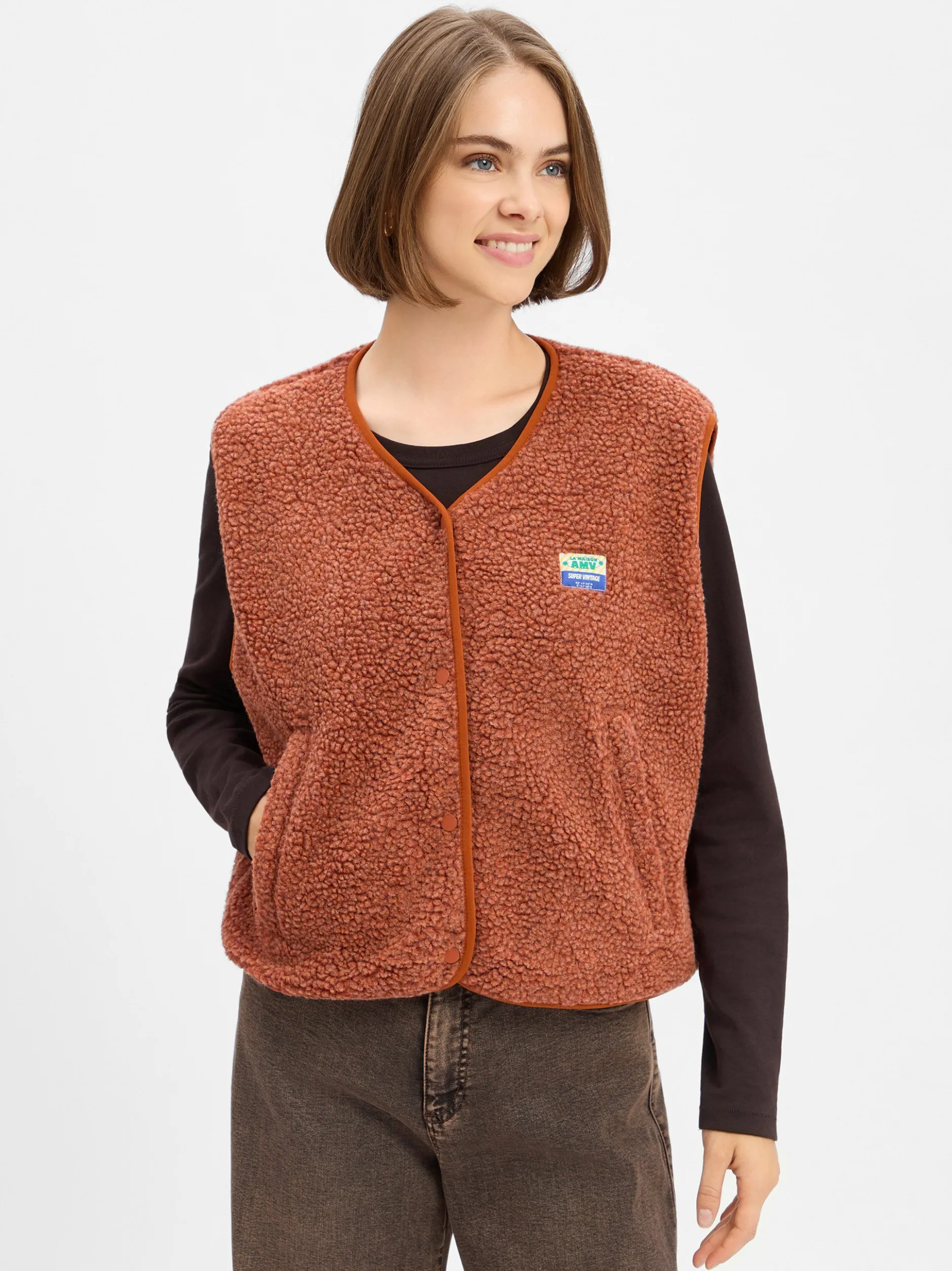 american vintage Damen Weste - Hoktown in cognac