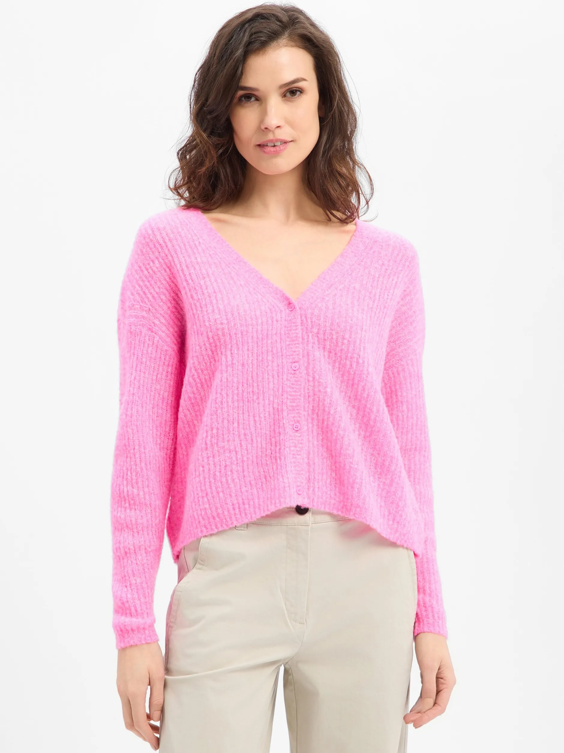 american vintage Damen Woll-Strickjacke in rosa