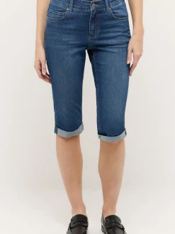 Angels Damen Jeans - Capri Turn Up in medium stone