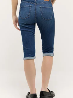 Angels Damen Jeans - Capri Turn Up in medium stone