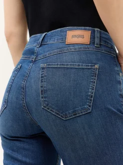 Angels Damen Jeans - Capri Turn Up in medium stone