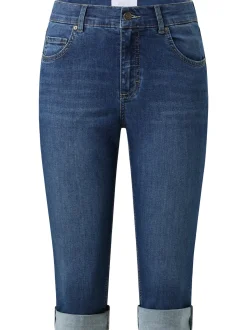 Angels Damen Jeans - Capri Turn Up in medium stone