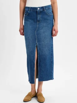 Angels Damen Jeansrock - Midi Denim in blue stone
