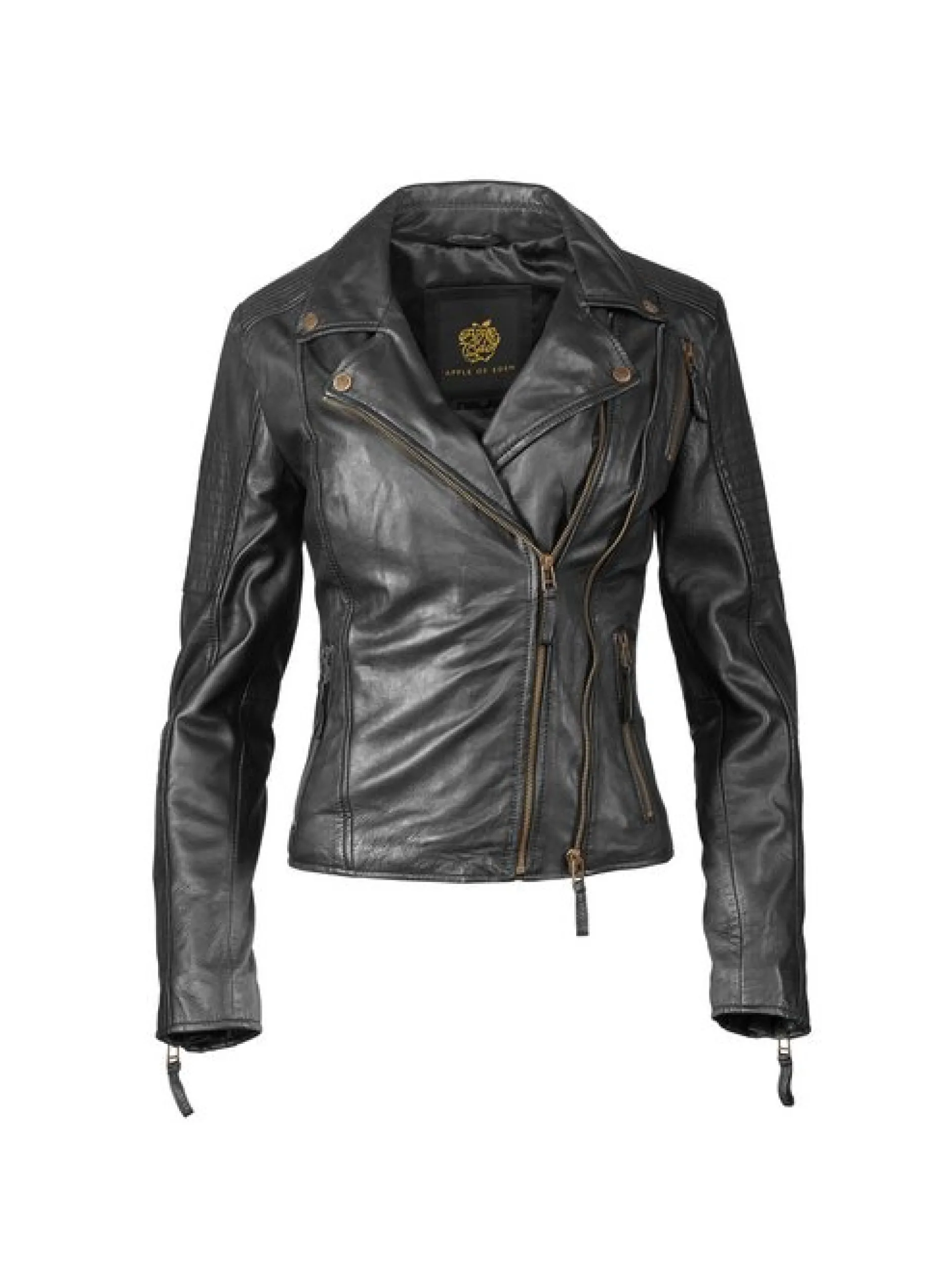 Apple of Eden Damen Lederjacke AOE-114 in schwarz
