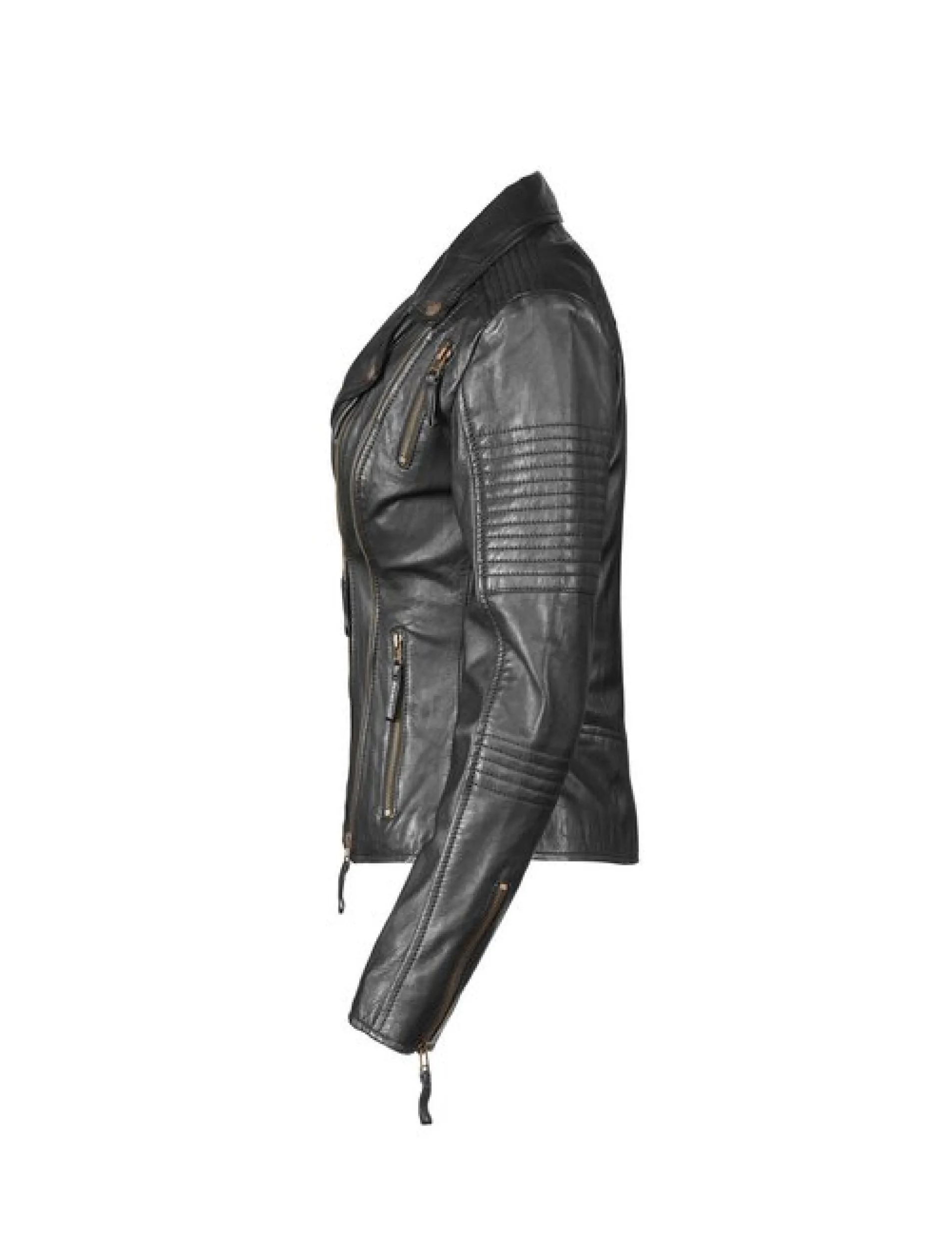 Apple of Eden Damen Lederjacke AOE-114 in schwarz