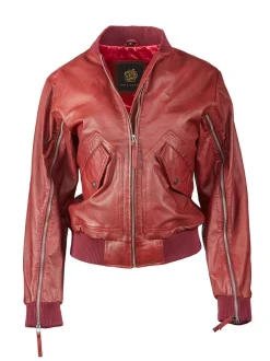 Apple of Eden Damen Lederjacke - 143 in rot