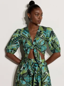 Apricot Damen Bluse in aqua mehrfarbig - Ärmel: Halbarm