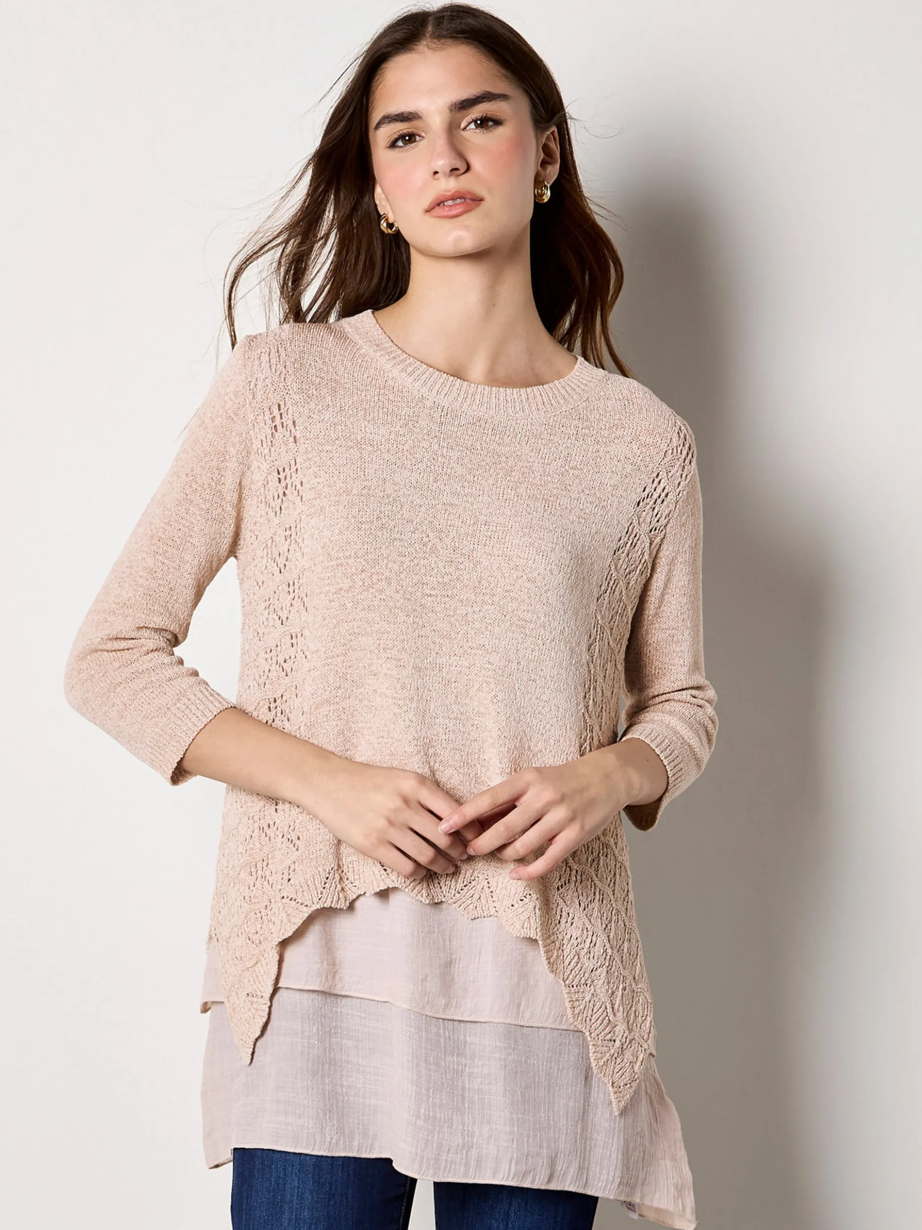 Apricot Damen Bluse in beige - Ausschnitt: Rundhals