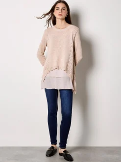 Apricot Damen Bluse in beige - Ausschnitt: Rundhals
