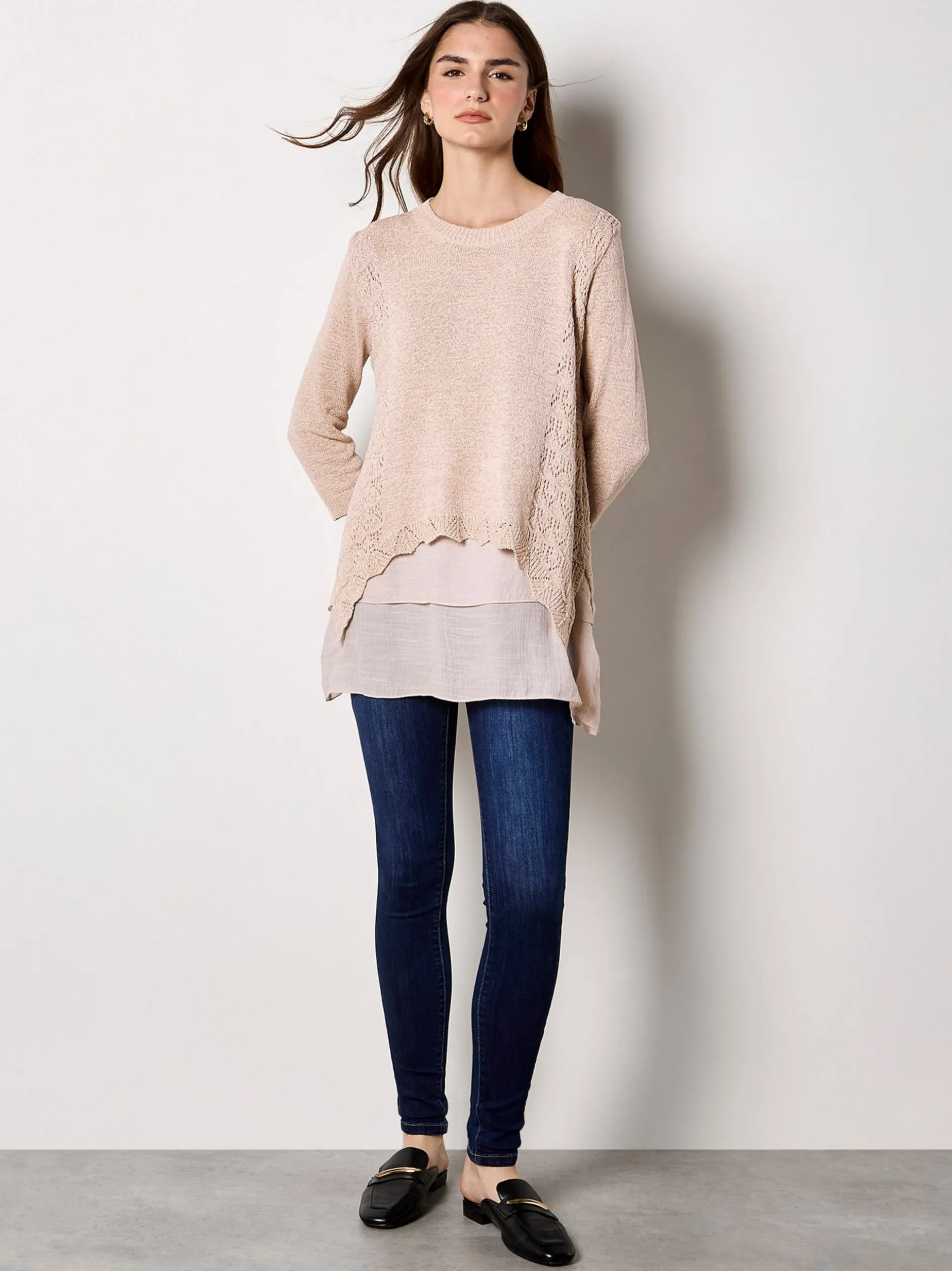 Apricot Damen Bluse in beige - Ausschnitt: Rundhals