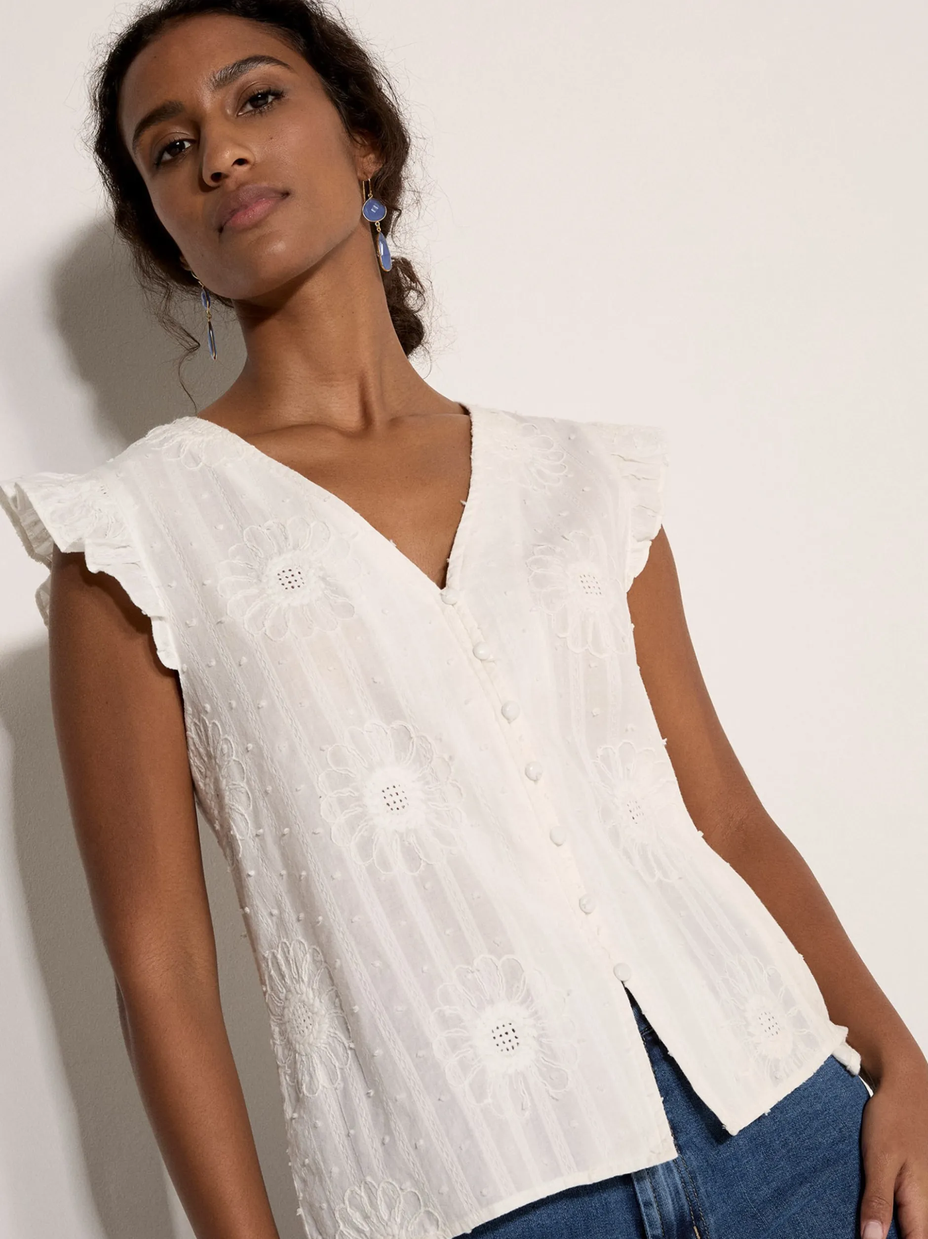 Apricot Damen Bluse in beige - Ausschnitt: V-Ausschnitt