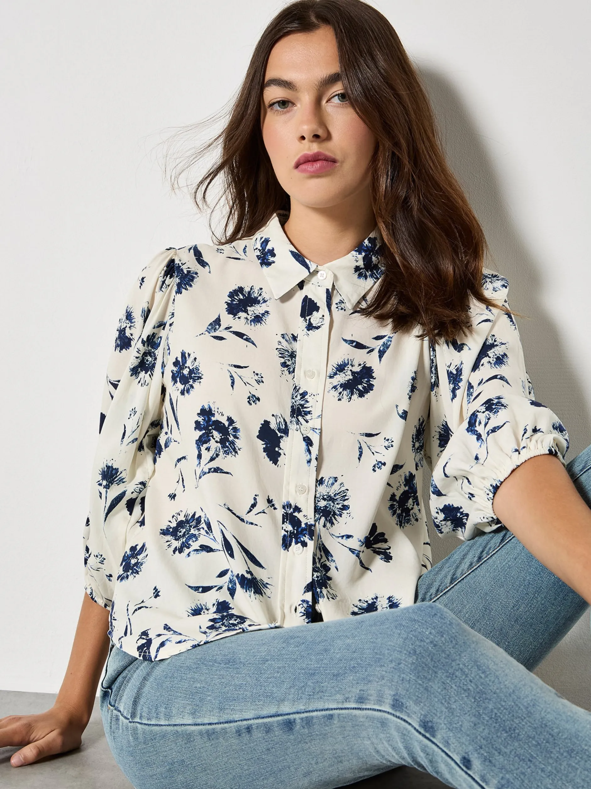 Apricot Damen Bluse in beige ecru - Ärmel: 3/4 Arm