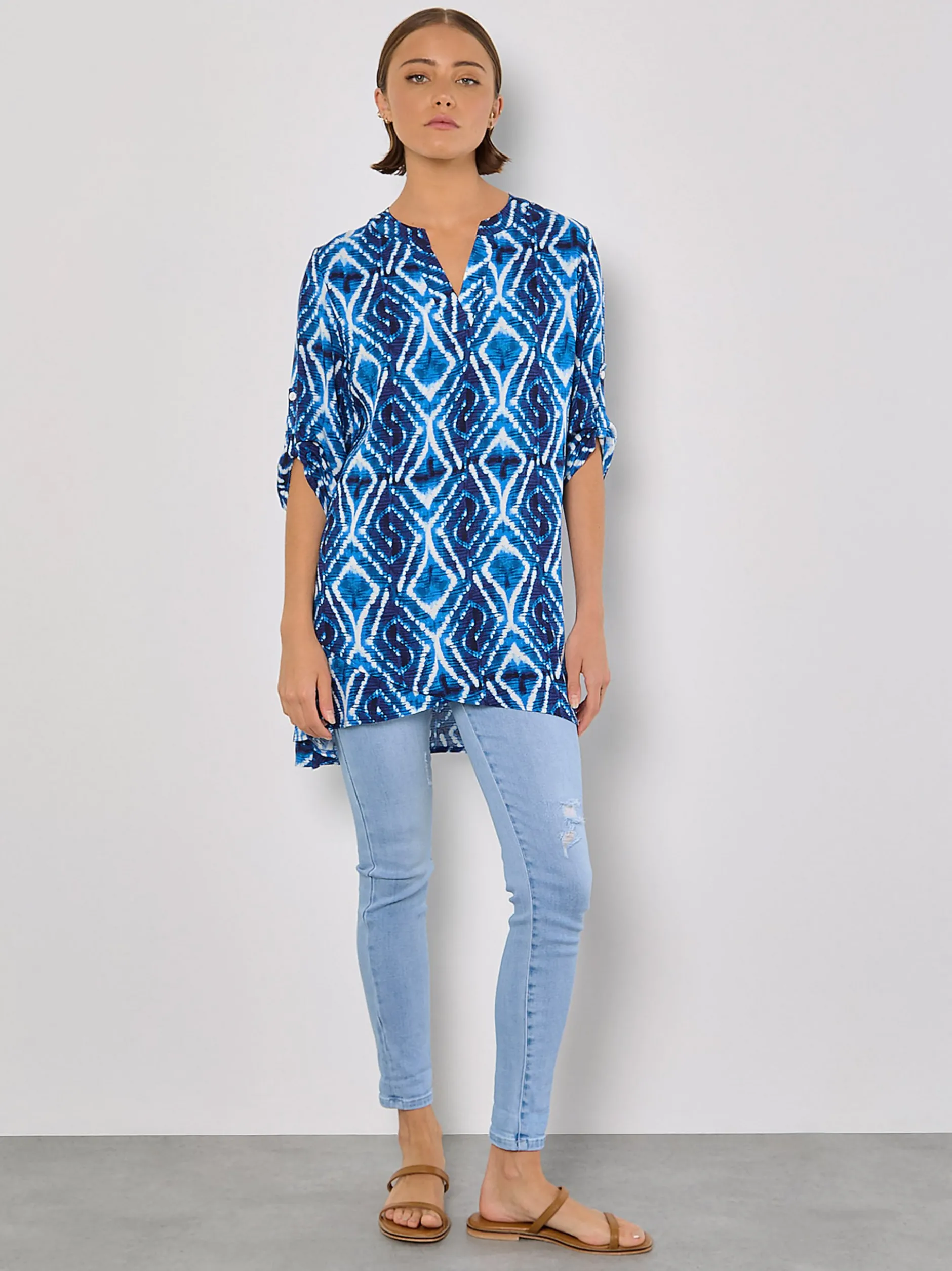 Apricot Damen Bluse in blau - Ärmel: 3/4 Arm