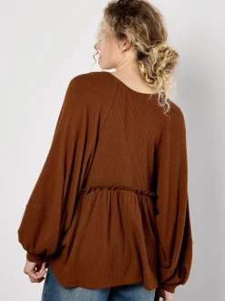Apricot Damen Bluse in braun rot - Ausschnitt: Rundhals