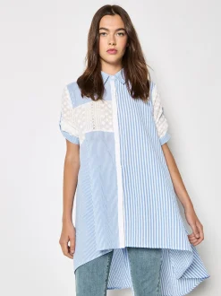 Apricot Damen Bluse in hellblau weiß - Ärmel: 3/4 Arm