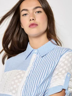 Apricot Damen Bluse in hellblau weiß - Ärmel: 3/4 Arm