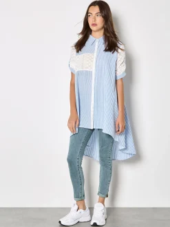 Apricot Damen Bluse in hellblau weiß - Ärmel: 3/4 Arm