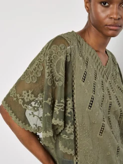 Apricot Damen Bluse in khaki - Ausschnitt: V-Ausschnitt