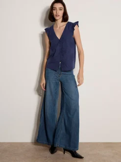 Apricot Damen Bluse in lila - Ausschnitt: V-Ausschnitt