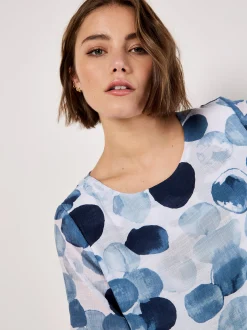 Apricot Damen Bluse in marine blau - Ärmel: kurzarm
