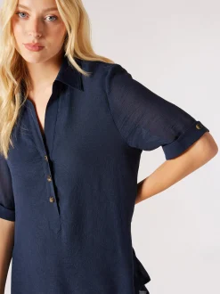 Apricot Damen Bluse in marine - Ausschnitt: V-Ausschnitt