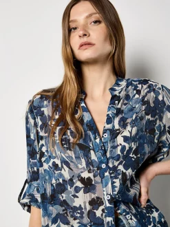 Apricot Damen Bluse in marine blau - Ärmel: langarm