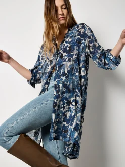 Apricot Damen Bluse in marine blau - Ärmel: langarm