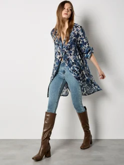 Apricot Damen Bluse in marine blau - Ärmel: langarm