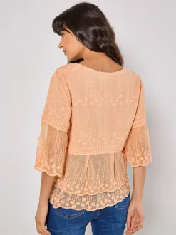 Apricot Damen Bluse in orange - Ärmel: kurzarm