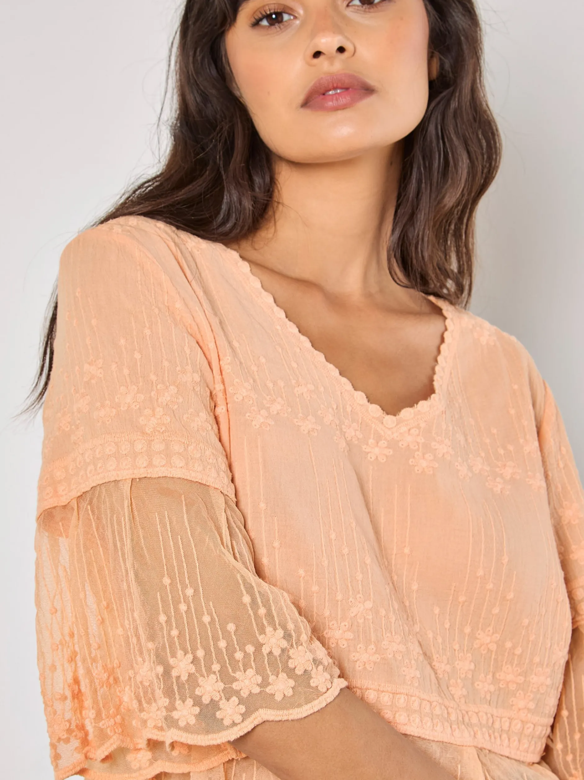 Apricot Damen Bluse in orange - Ärmel: kurzarm