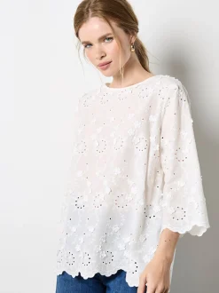 Apricot Damen Bluse in weiß - Ausschnitt: Rundhals