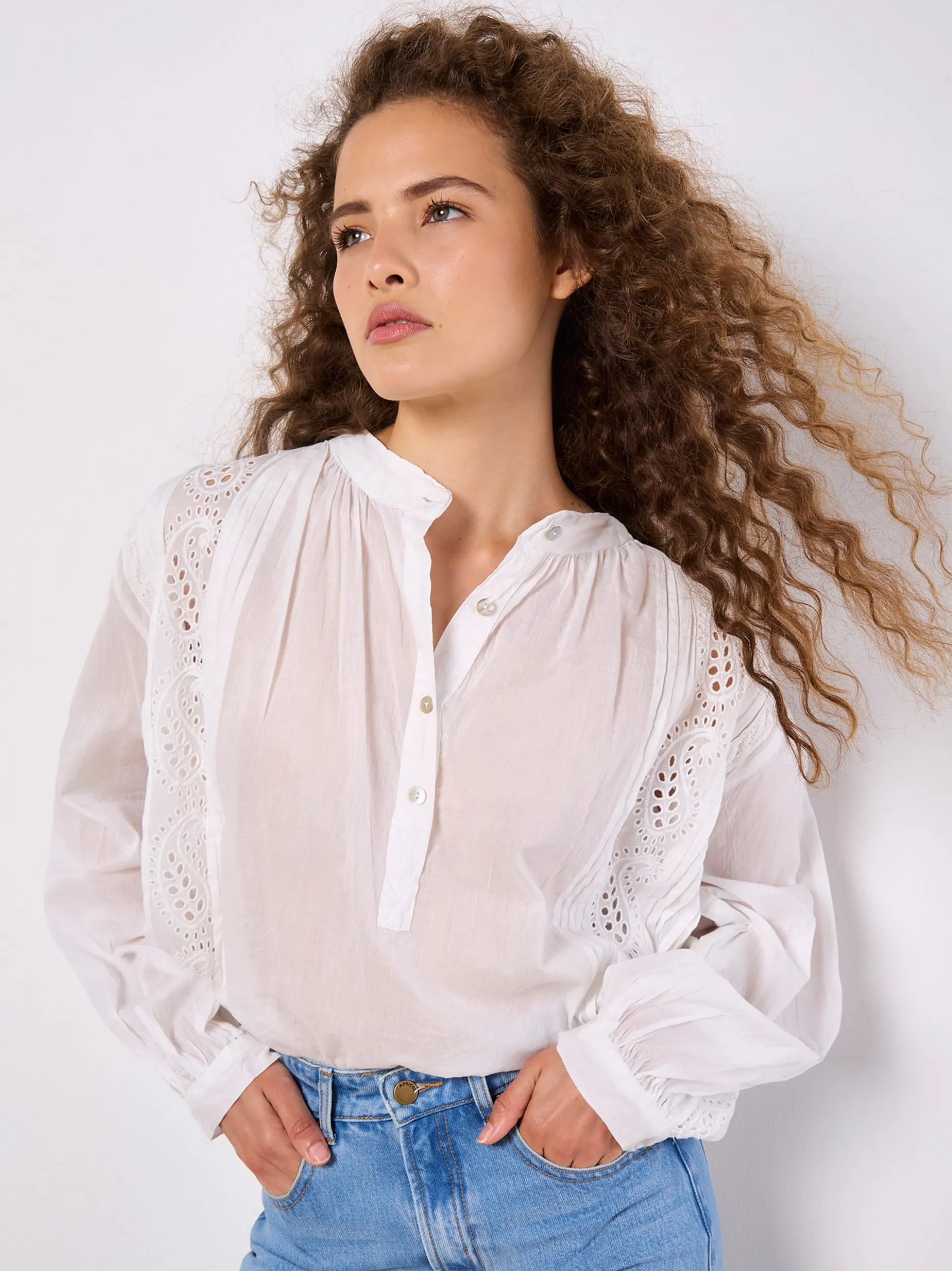 Apricot Damen Bluse in weiß - Ärmel: langarm