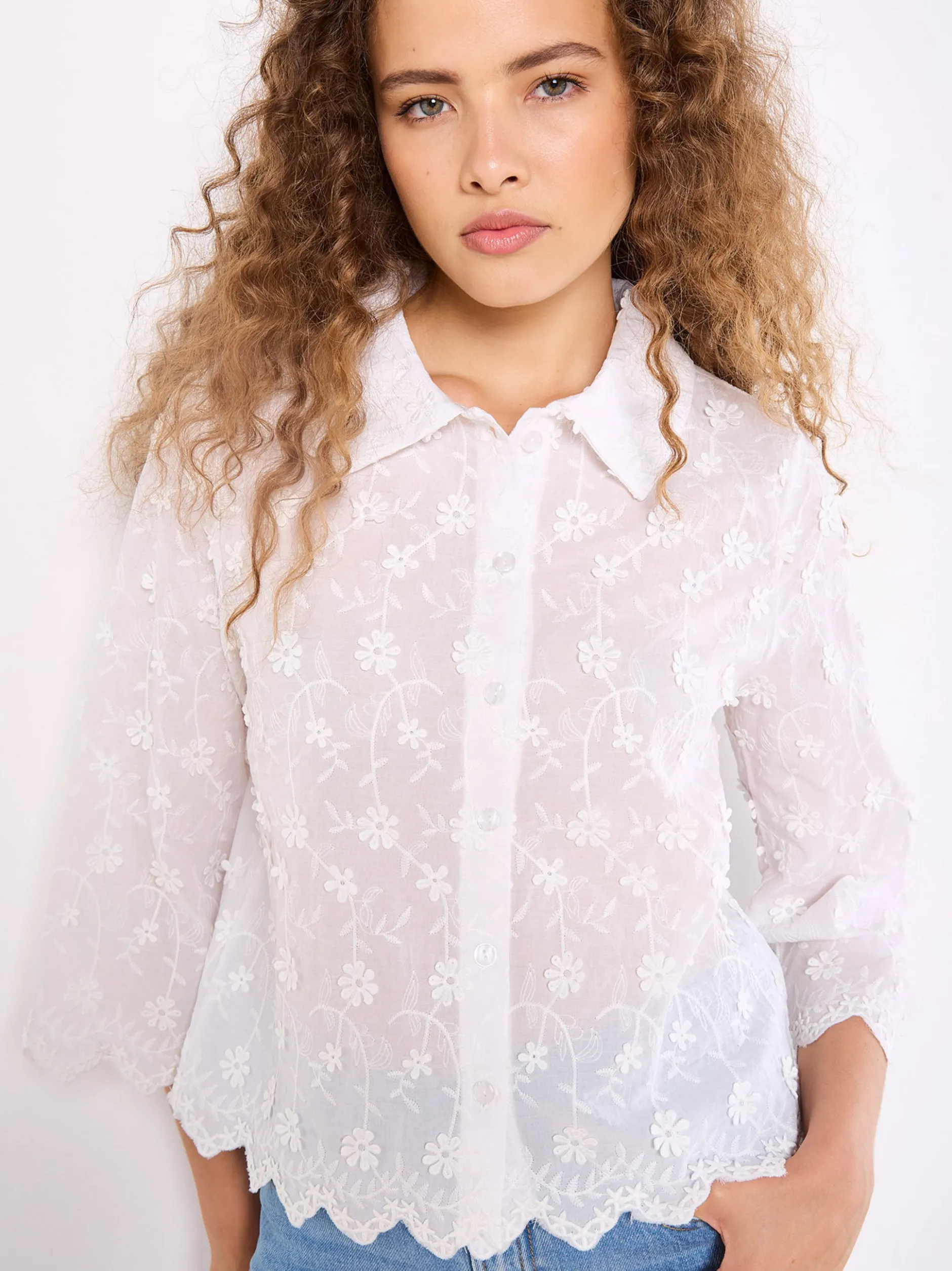 Apricot Damen Bluse in weiß - Ärmel: langarm