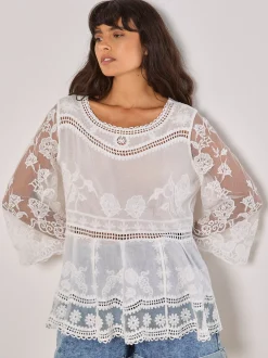 Apricot Damen Bluse in weiß - Ärmel: langarm