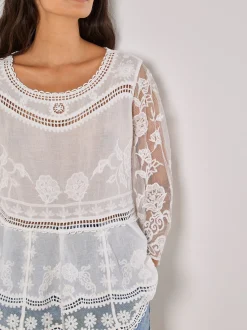 Apricot Damen Bluse in weiß - Ärmel: langarm