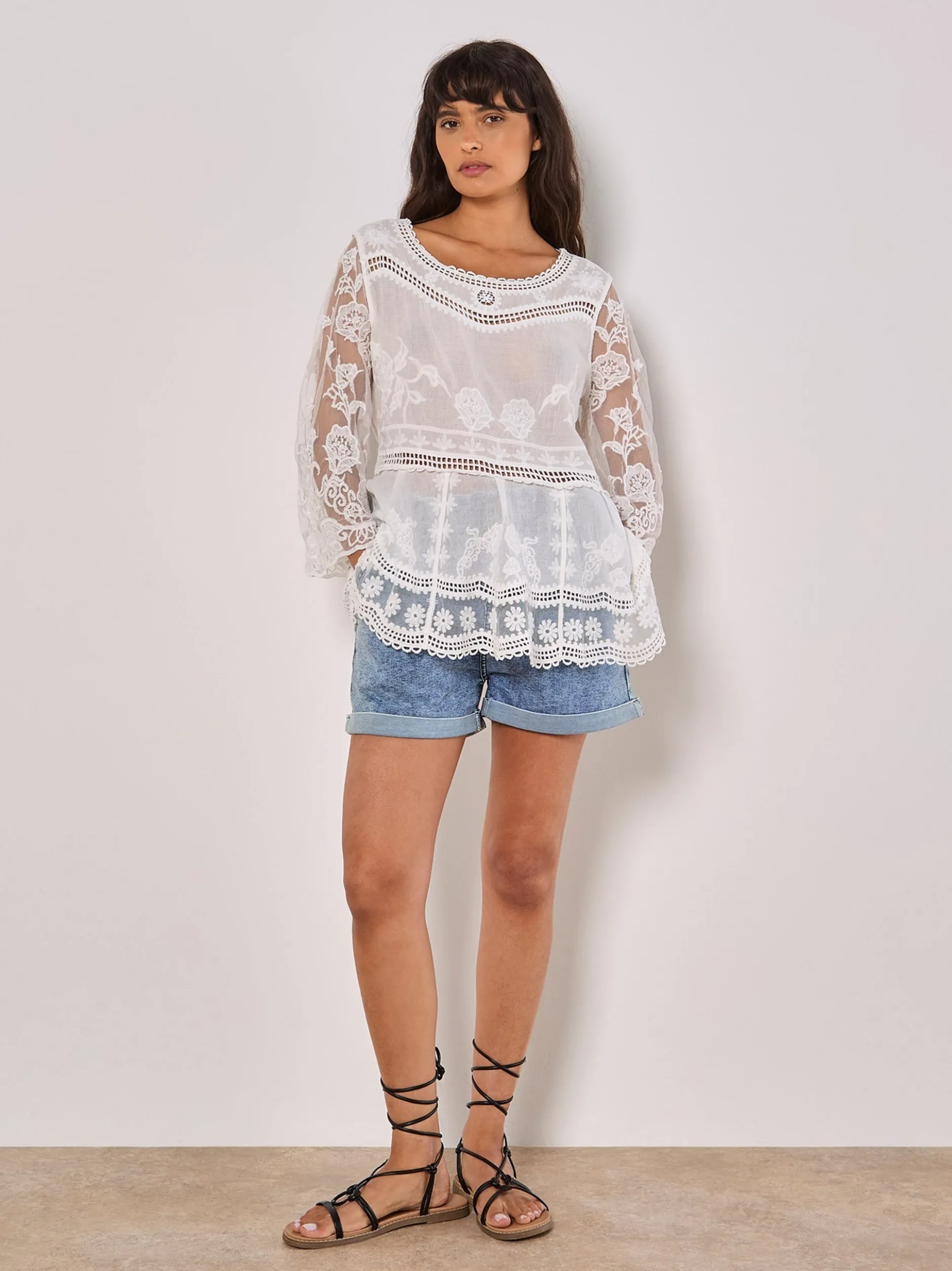Apricot Damen Bluse in weiß - Ärmel: langarm