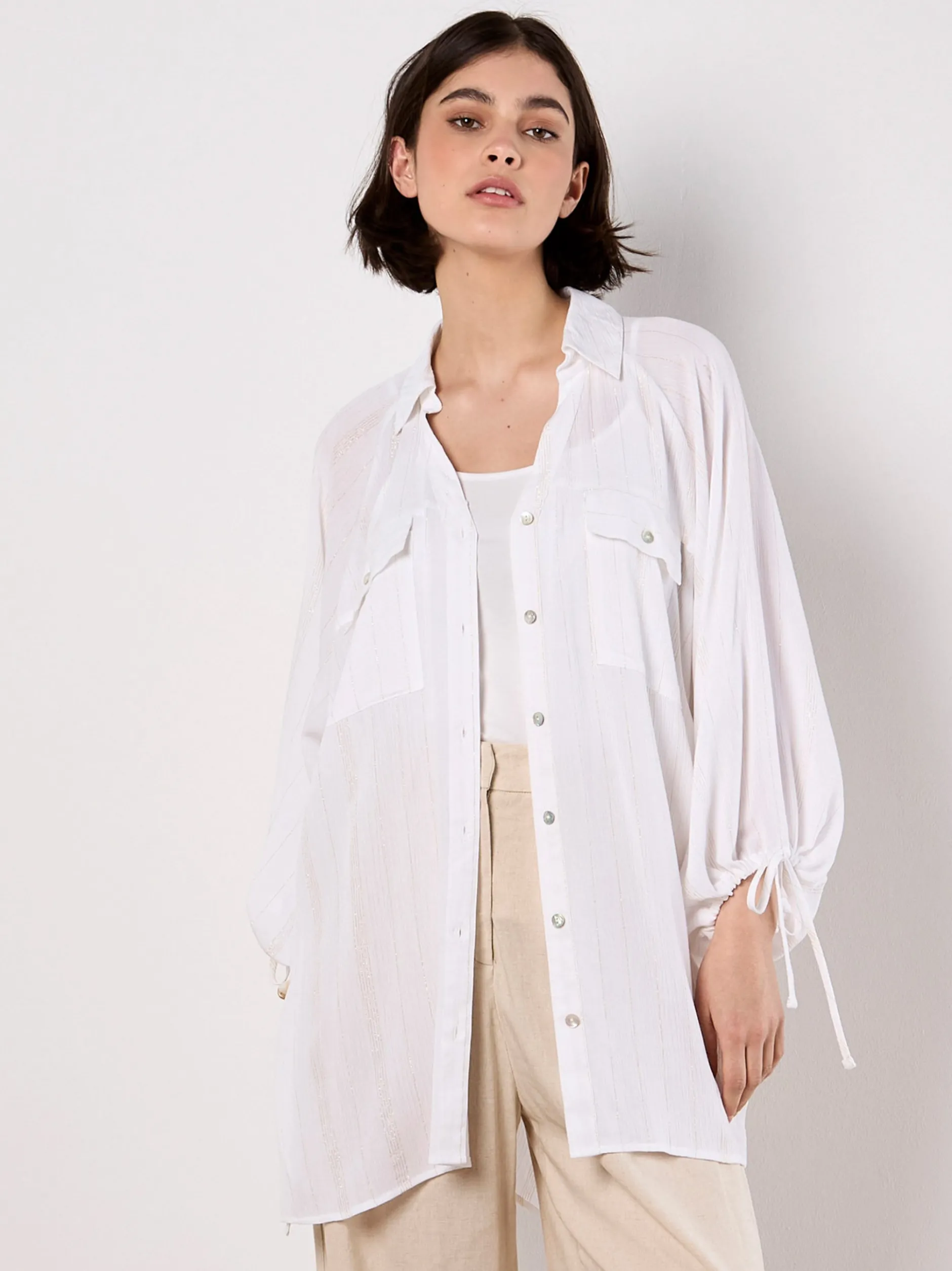 Apricot Damen Bluse in weiß - Ärmel: langarm